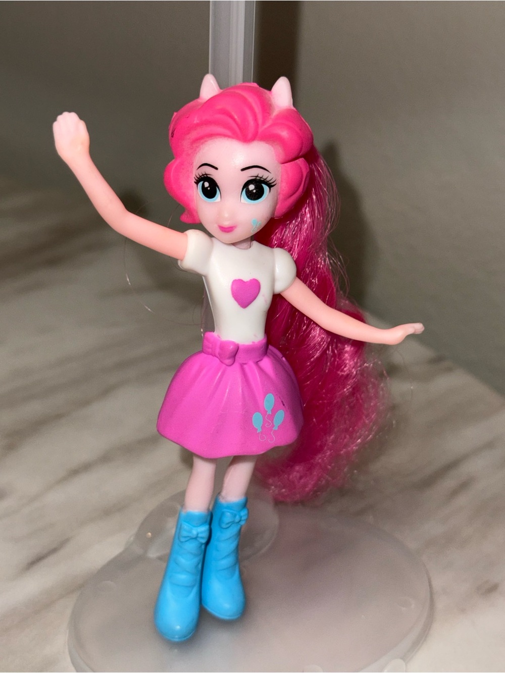 My Little Pony Equestria Girls Pinkie Pie 3" Mini Figure Pink Wavy Hair Stand